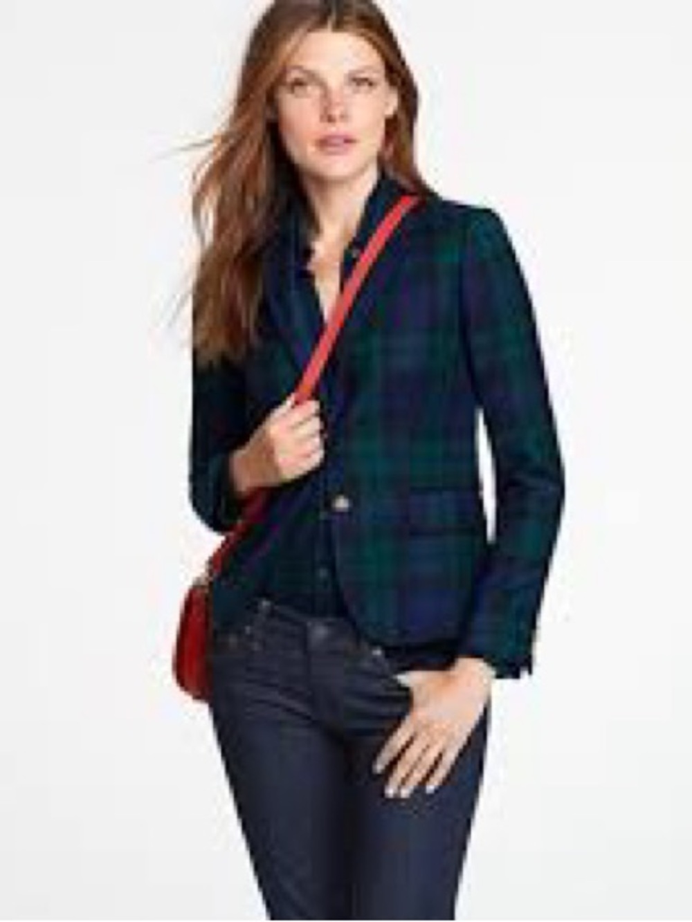 J.Crew Black Watch Plaid Wool Schoolboy Blazer Jacket-Size 00-NWOT! $178